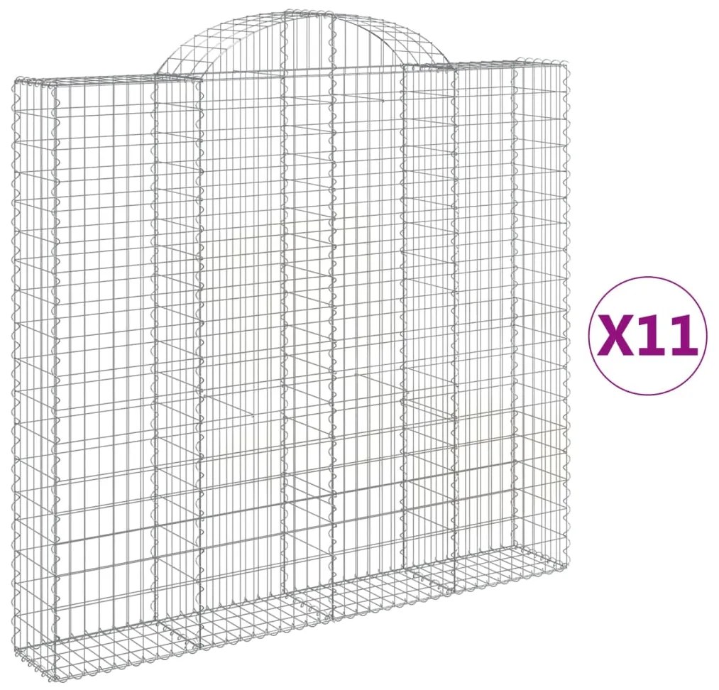 vidaXL Συρματοκιβώτια Τοξωτά 11 τεμ. 200x30x180/200 εκ. Γαλβαν. Ατσάλι