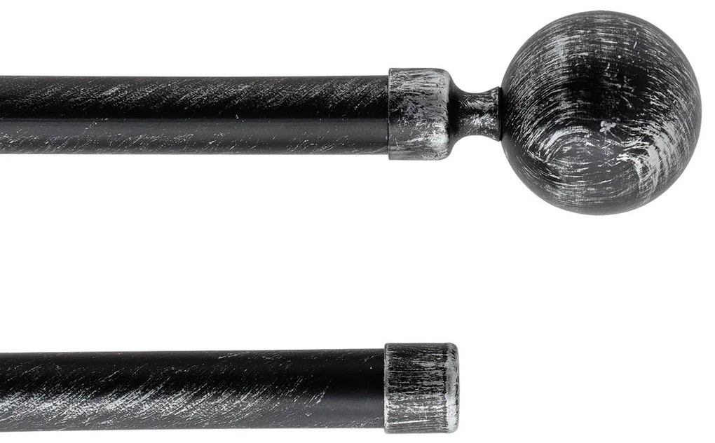 Κουρτινόξυλο Φ19mm Διπλό Επεκτεινόμενο 210-380cm Με Άκρα L-N Paloma Black/Silver 796221096