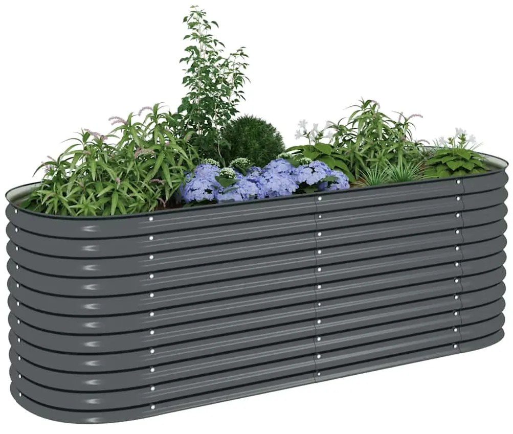 vidaXL Ζαρντινιέρα Υπερυψωμένη Γκρι 240x80x81 εκ. Γαλβανισμ. Χάλυβας