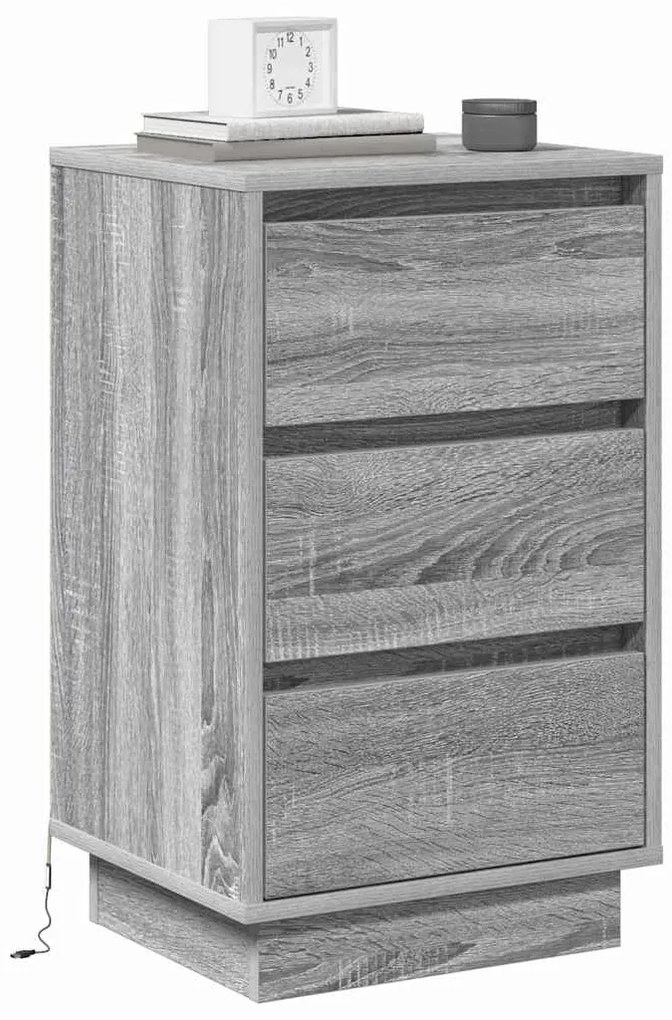vidaXL Κομοδίνο με συρτάρι Γκρι 39 x 34.5 x 65 εκ. Επεξεργασμένο ξύλο