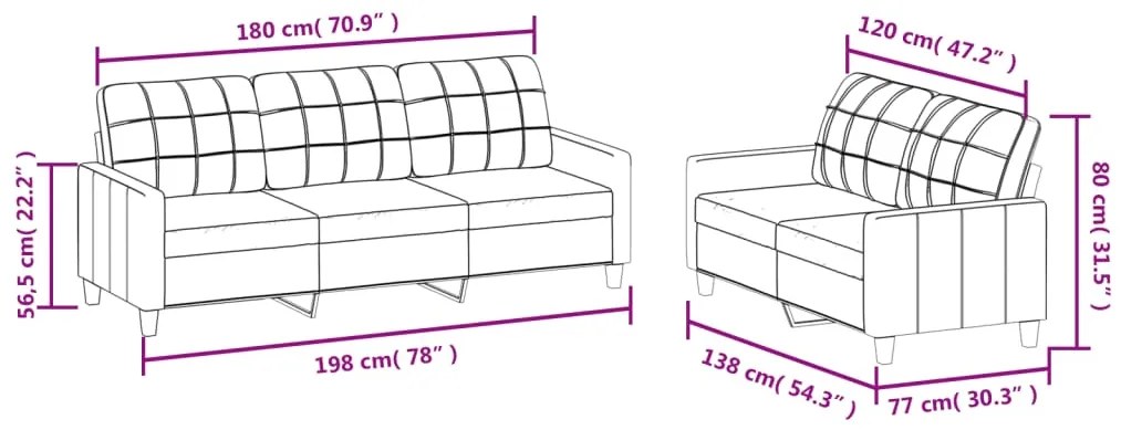 vidaXL Πολυθρόνες Σετ 2 Τεμ. Καπουτσίνο Συνθετικό Δέρμα Μαξιλάρια