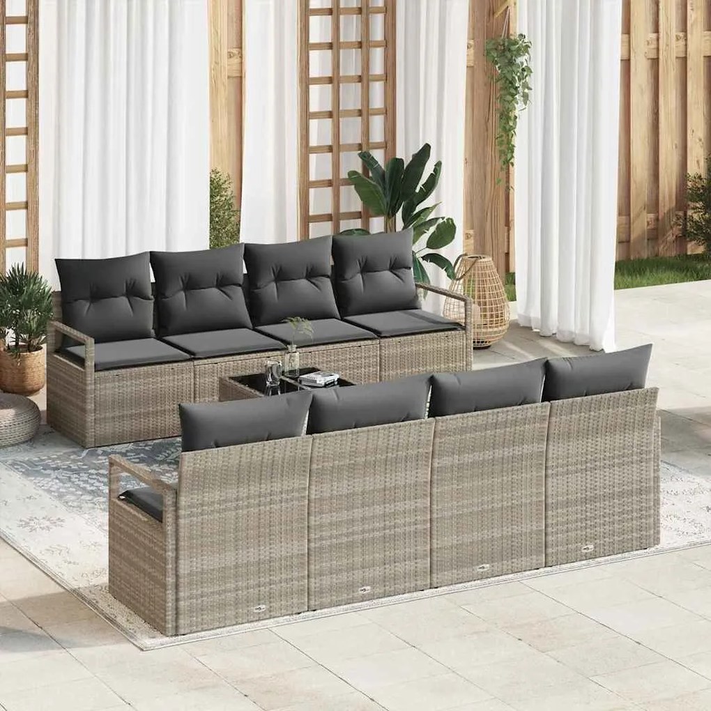 vidaXL Σετ Καναπέ Κήπου 7 pcs Ανοιχτό γκρι 55 x 55 x 37 εκ