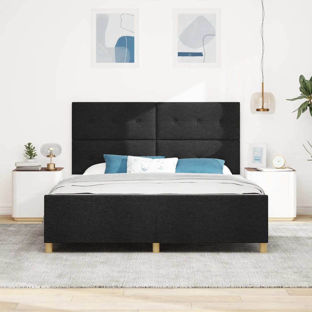 vidaXL Κρεβάτι Μαύρο 180x200 εκ Υφάσμα