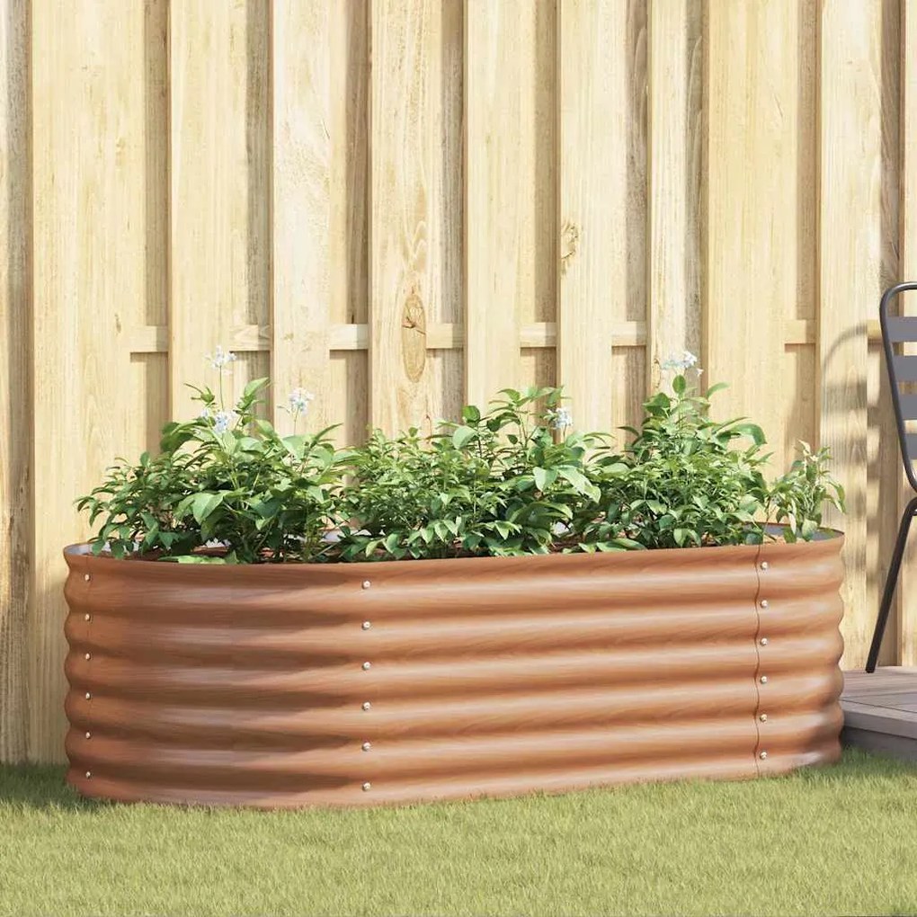 vidaXL Υπερυψωμένη Ζαρντινιέρα Καφέ 160 x 80 x 44 cm Ατσάλι