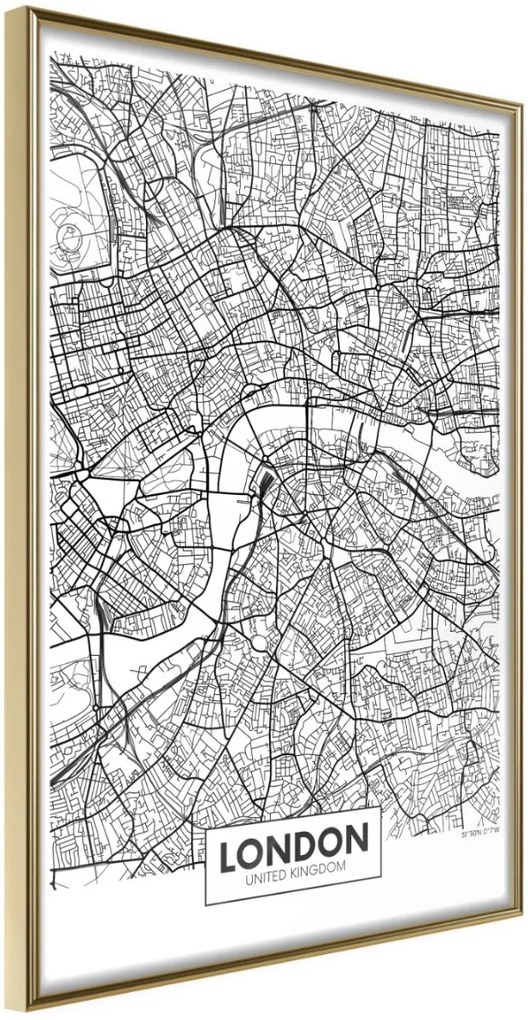 Αφίσα - City Map: London - 20x30 - Χρυσό - Χωρίς πασπαρτού