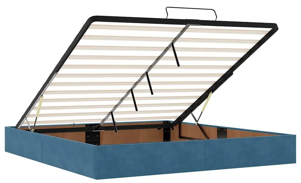 Οθωμανικό κρεβάτι με στρώμα&amp;LEDs Σκούρο μπλε 160x200cm Βελούδο 3312708