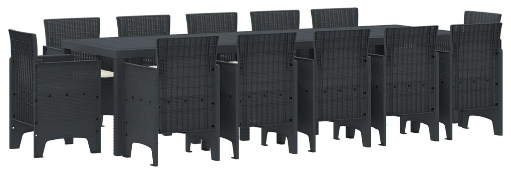 vidaXL Σέτ φαγητού για κήπο 13 pcs Ανθρακί Large Πολυράτταν