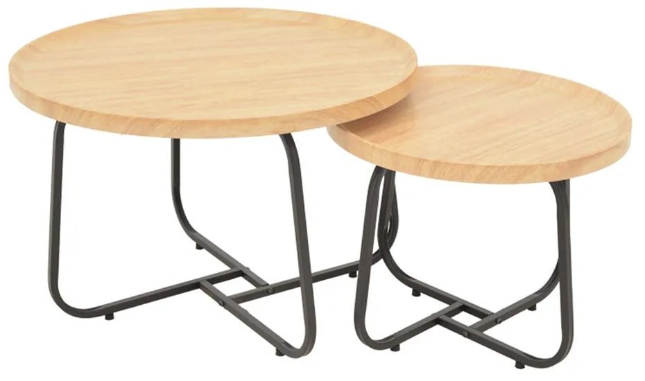 Τραπέζια Σαλονιού Crismory 029-000242 (Σετ 2Τμχ) 50x50x40,5/70x70x46,5cm Natural-Black