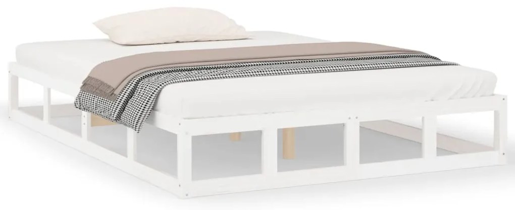 vidaXL Πλαίσιο Κρεβατιού Λευκό 140 x 200 εκ. από Μασίφ Ξύλο