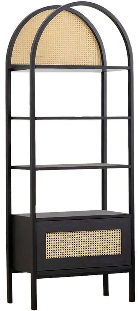 Βιβλιοθήκη Nala 141HWR1153 76x40x185cm Black-Natural