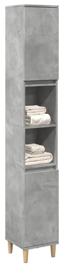 vidaXL Ντουλάπι Μπάνιου Γκρι Σκυροδέματος 30x30x190 εκ. Επεξ. Ξύλο