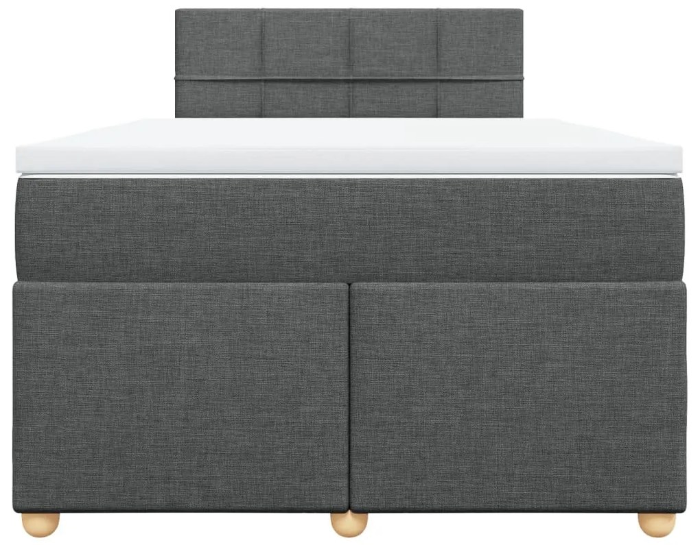 vidaXL Κρεβάτι Boxspring με Στρώμα Σκούρο Γκρι 120x200 εκ. Υφασμάτινο