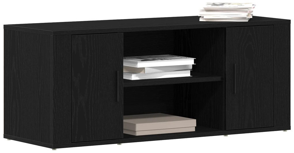 vidaXL Κονσόλα Τηλεόρασης Μαύρο Δρυς 100x35x40 εκ Επεξεργασμένο Ξύλο