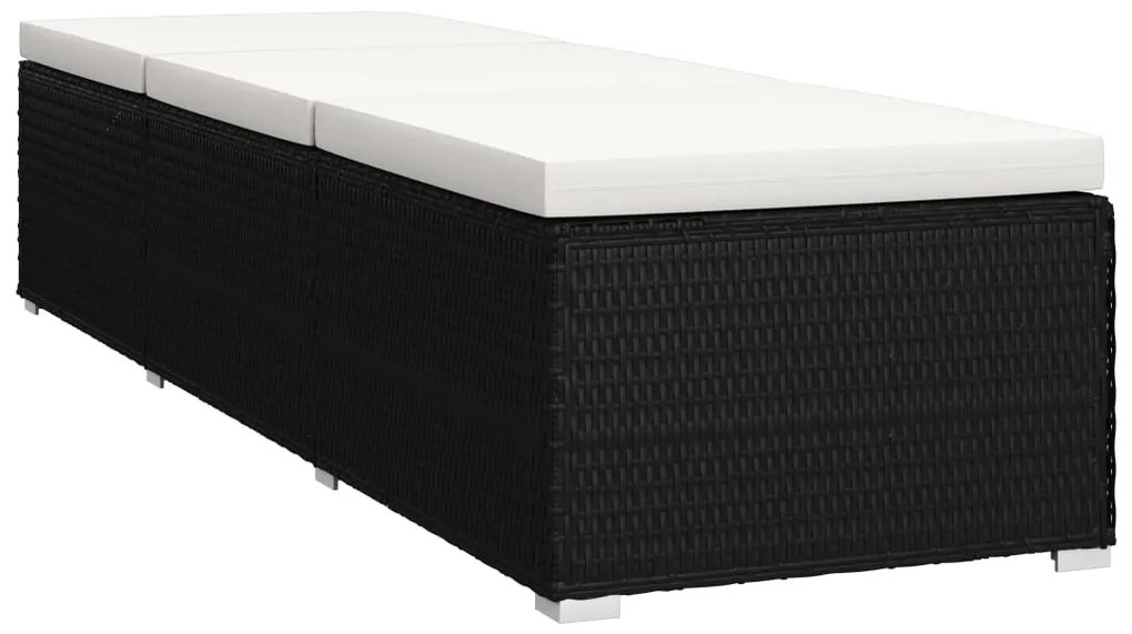 vidaXL Ξαπλώστρα Λευκό Κρεμ από Συνθετ. Ρατάν με Μαξιλάρι &amp; Τραπεζάκι