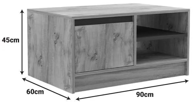 Τραπέζι σαλονιού Narli pakoworld σε oak απόχρωση 90x60x45εκ