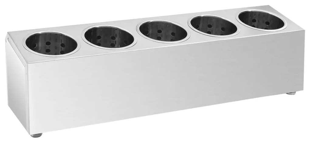 vidaXL Βάση για Μαχαιροπίρουνα 5 Θέσεων Ορθογώνια από Ανοξ. Ατσάλι