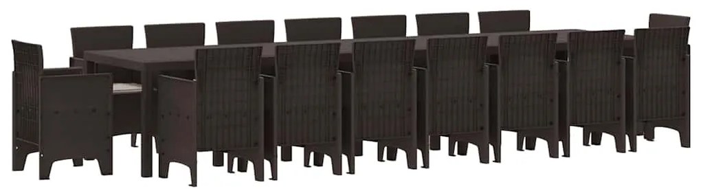 vidaXL Σέτ φαγητού για κήπο 17 pcs Καφέ Rattan Polt