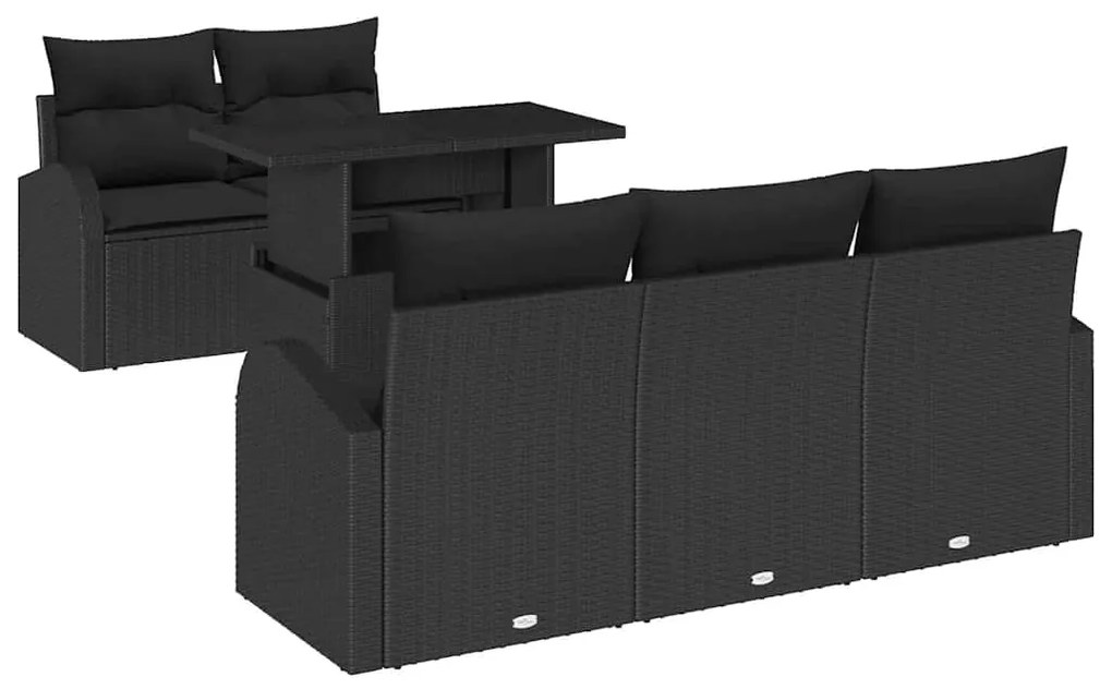 vidaXL Σετ Καναπέ Κήπου 6 pcs Μαύρο 100 x 55 x 73 εκ Πολυ ράταν