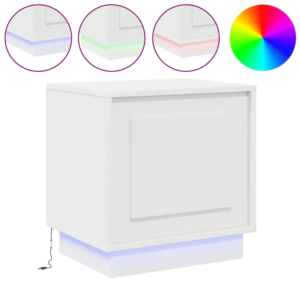 vidaXL Κομοδίνο με 2 pcs Λευκό 44 x 34.5 x 45 εκ Επεξεργασμένο ξύλο