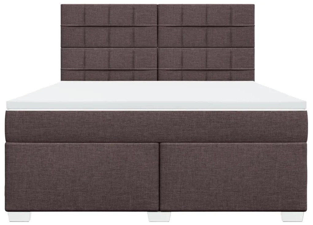 vidaXL Κρεβάτι Boxspring με Στρώμα Σκούρο Καφέ 180x200 εκ Υφασμάτινο