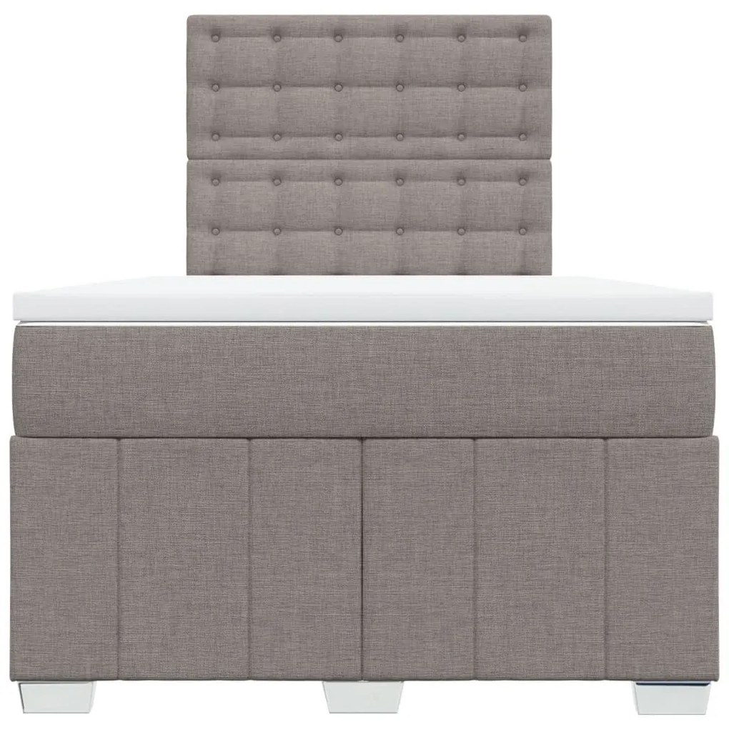 Κρεβάτι Boxspring με Στρώμα Taupe 120x190 εκ. Υφασμάτινο - Μπεζ-Γκρι