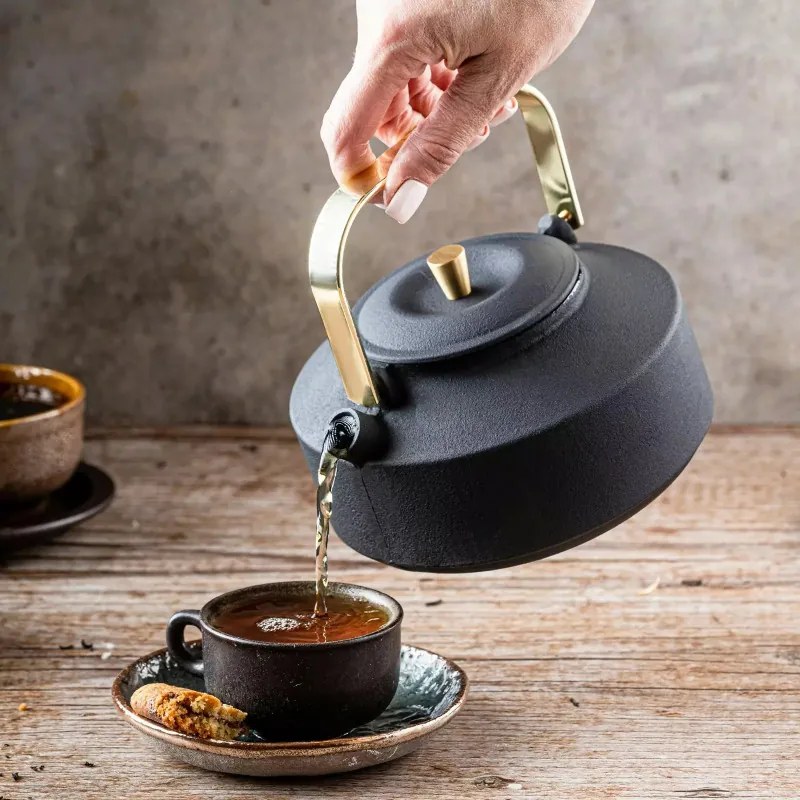 Εγχυτήρας Kinghoff KH 1935, 1 l, Προφίλ στόμιο, Χυτοσίδηρος, Εσωτερικό με εμαγιέ, Μαύρο