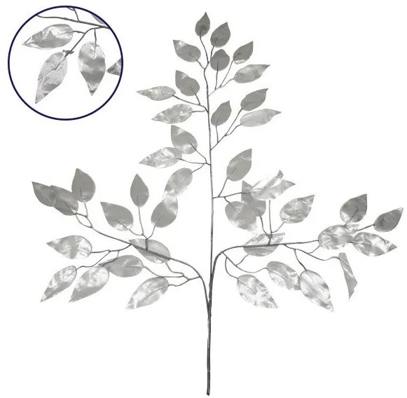 Τεχνητό Φυτό Διακοσμητικό Κλαδί M21cm x Υ27cm με 3 X Ασημί Κλαδιά και Φύλλωμα Φύκος Globostar-9054-Ασημί 09054