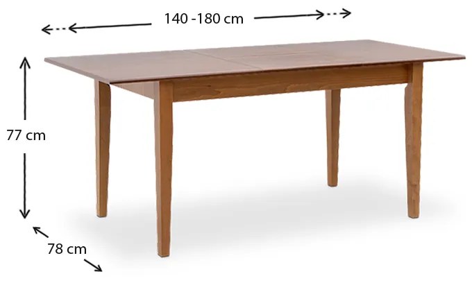 Σετ τραπεζαρίας Adare-Francis Megapap 5 τμχ μασίφ ξύλο-MDF με επεκτεινόμενο τραπέζι 140/180x78x77εκ.