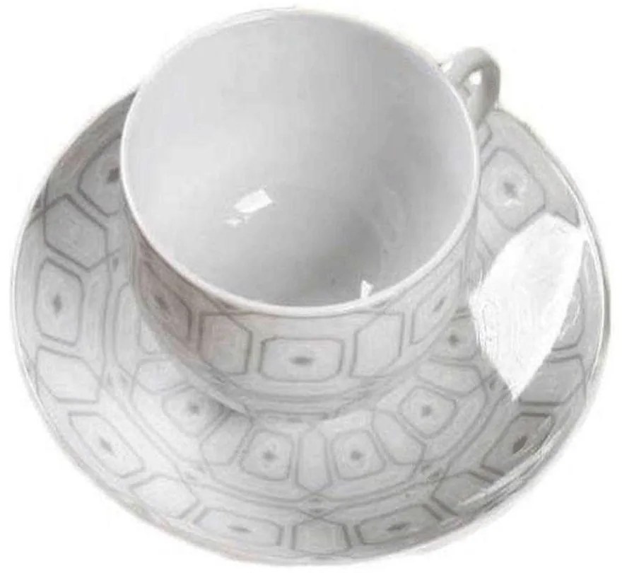 Φλυτζάνι Τσαγιού Με Πιατάκι Ovvio 25.627.16 250ml White-Grey Cryspo Trio Porcelain