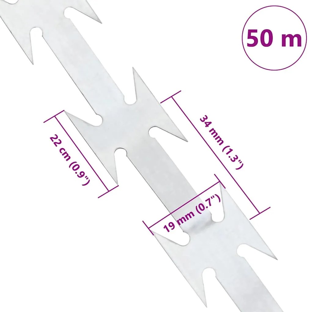vidaXL Σύρμα Ξυράφι Ασημί 5000 x 1.9 εκ Γαλβανισμένος χάλυβας