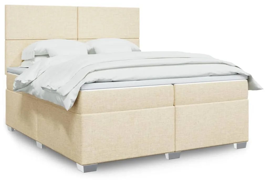 ΚΡΕΒΑΤΙ BOXSPRING ΜΕ ΣΤΡΩΜΑ ΚΡΕΜ 200X200 ΕΚ. ΥΦΑΣΜΑΤΙΝΟ 3290593