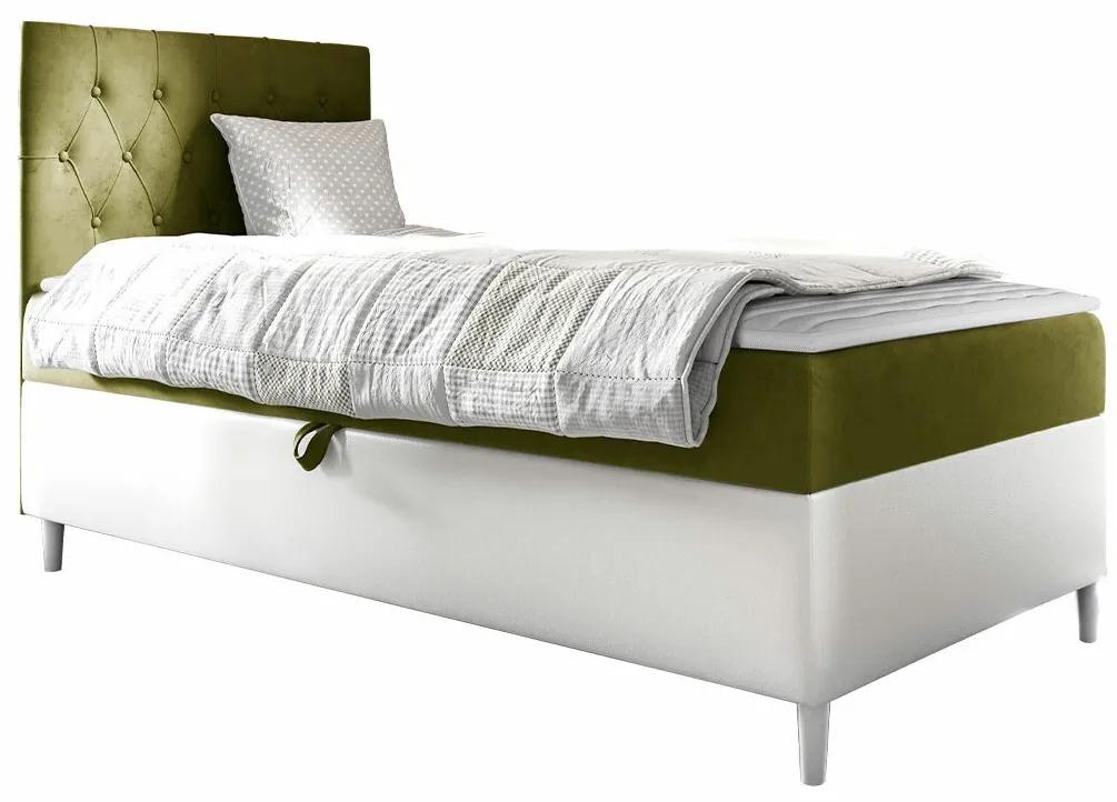 Κρεβάτι continental Baltimore 171, Μονόκλινο, Continental, Πράσινο, 80x200, Οικολογικό δέρμα, Ταπισερί, Τάβλες για Κρεβάτι, 82x208x115cm, 61 kg
