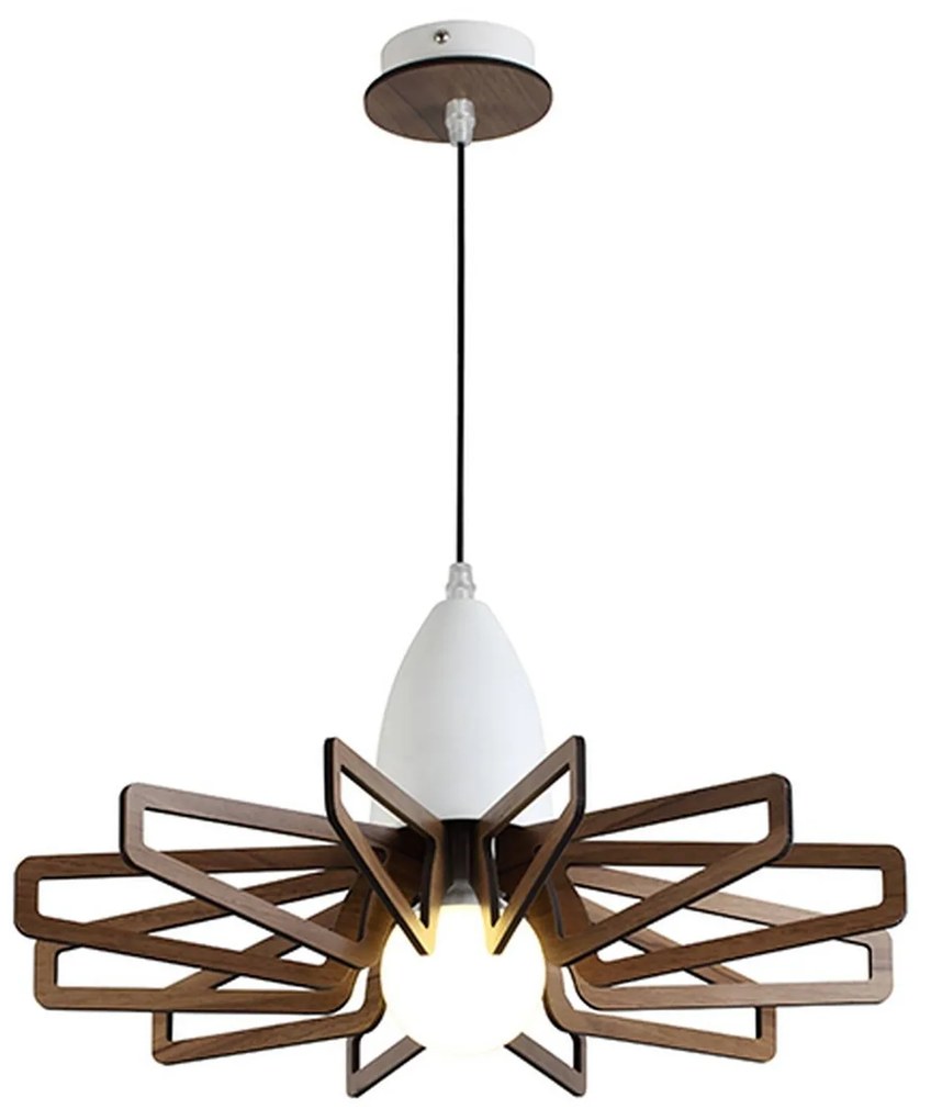 Φωτιστικό Οροφής ZM170051P White &amp; Brown Mdf, Metal
