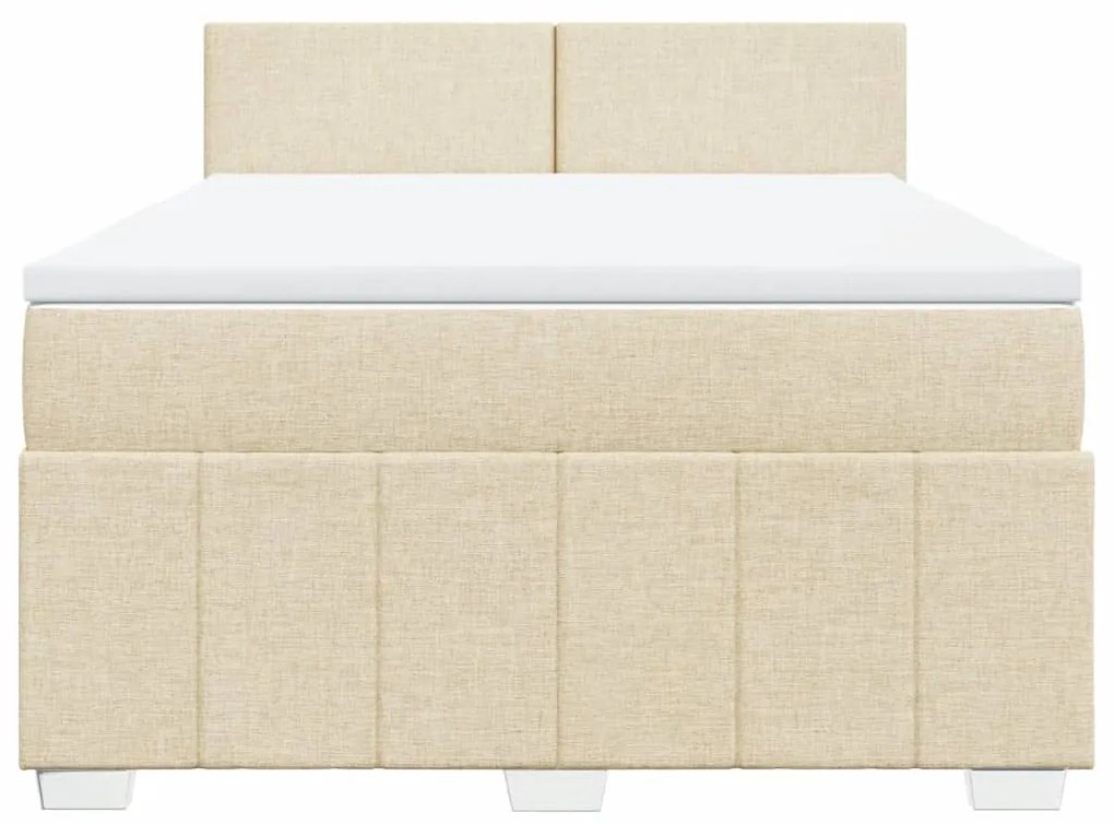 vidaXL Κρεβάτι Boxspring με Στρώμα Κρεμ 140x190 εκ. Υφασμάτινο