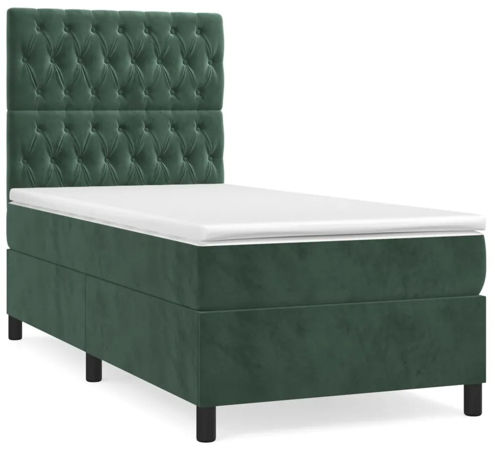 ΚΡΕΒΑΤΙ BOXSPRING ΜΕ ΣΤΡΩΜΑ ΣΚΟΥΡΟ ΠΡΑΣΙΝΟ 90X190 ΕΚ. ΒΕΛΟΥΔΙΝΟ 3143178