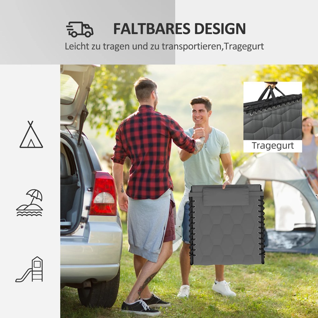 Outsunny Ξαπλώστρα Ξαπλώστρα Κήπου, πτυσσόμενη, με μαξιλάρι, ανθεκτική στις καιρικές συνθήκες. 188 cm x 65 cm x 36 cm, Γκρι + Μαύρο