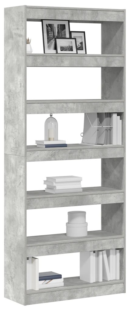 vidaXL Βιβλιοθήκη/Διαχωριστικό Δωματίου Concrete Grey 80x30x198 εκ.