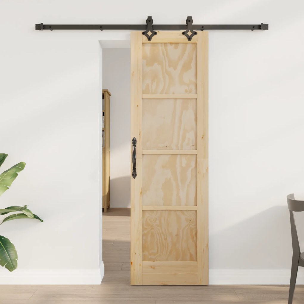 vidaXL Συρόμενη Πόρτα  με Σετ Εξαρτημάτων 61x198.5 εκ Μασίφ Ξύλο Πεύκου