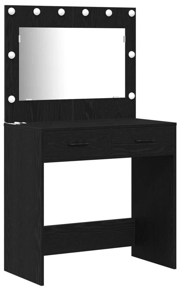 vidaXL Σετ Dressing Table 2 Τεμαχίων με LED Μαύρο Επεξεργασμένο Ξύλο