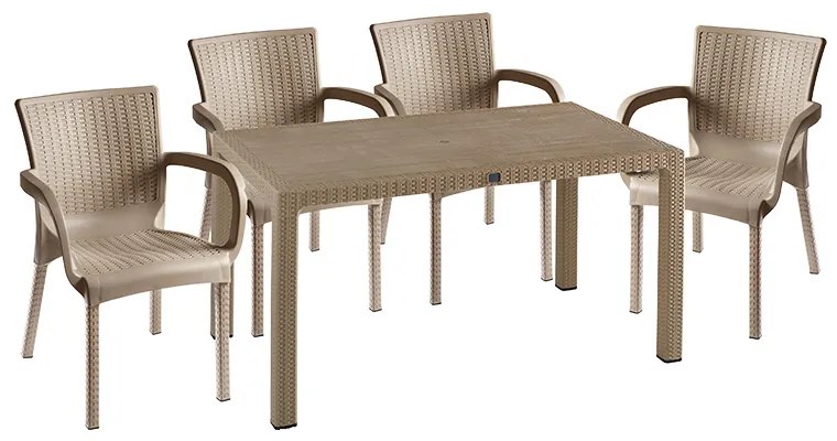 Intrahome Τραπεζαρία Explore-Festive Intrahome σετ 5τεμ PP cappuccino 150x90x73,5εκ. | SKU: INTRAPA-364111178