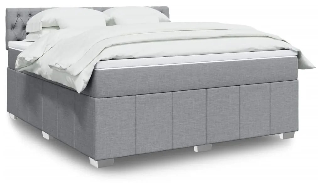 Κρεβάτι Boxspring με Στρώμα Ανοιχτό Γκρι 180x200 εκ. Υφασμάτινο - Γκρι