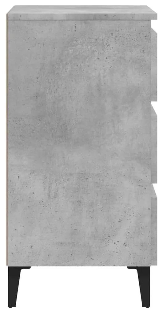 Κομοδίνo Γκρι Σκυροδέματος 40 x 35 x 69 εκ. με Μεταλλικά Πόδια - Γκρι