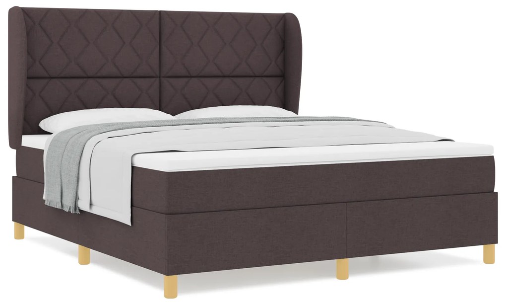 vidaXL Κρεβάτι Box Spring με Ματράκι Καφέ 180x200 εκ. Υφάσμα