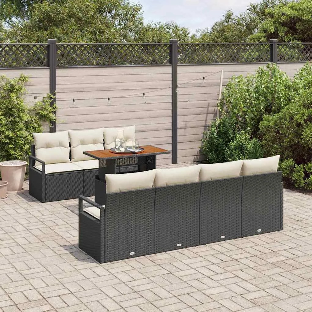 vidaXL Σετ Καναπέ Κήπου με αποθήκευση 8 pcs Μαύρο Πολυ ράταν