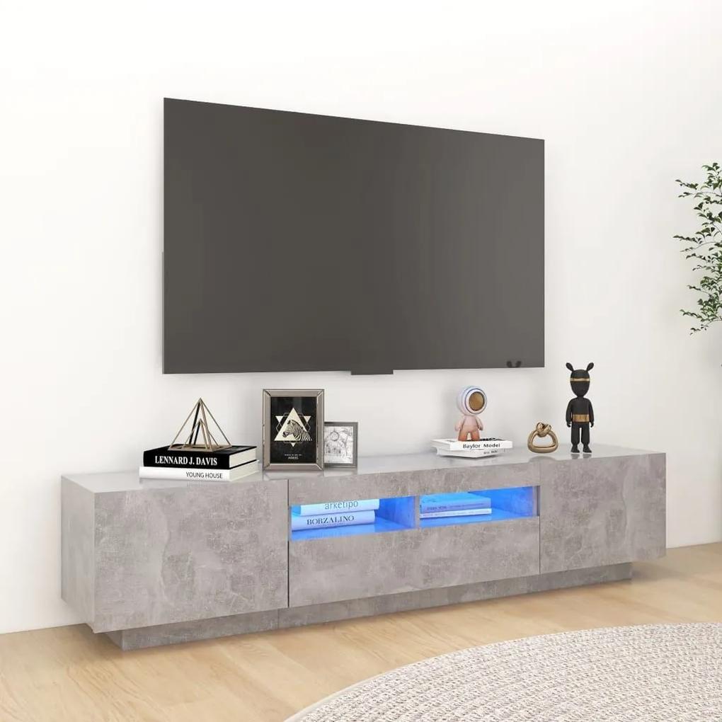 Έπιπλο Τηλεόρασης με LED Γκρι Σκυροδέματος 180 x 35 x 40 εκ. - Γκρι