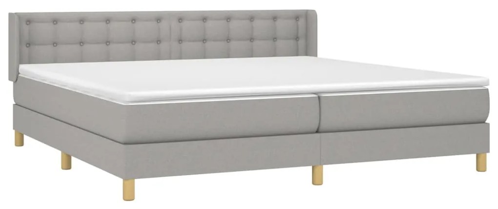 vidaXL Κρεβάτι Boxspring με Στρώμα Ανοιχτό Γκρι 180x200 εκ. Υφασμάτινο