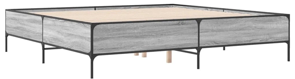 vidaXL Πλαίσιο Κρεβατιού Γκρι Sonoma 200x200 εκ. Επεξ. Ξύλο &amp; Μέταλλο