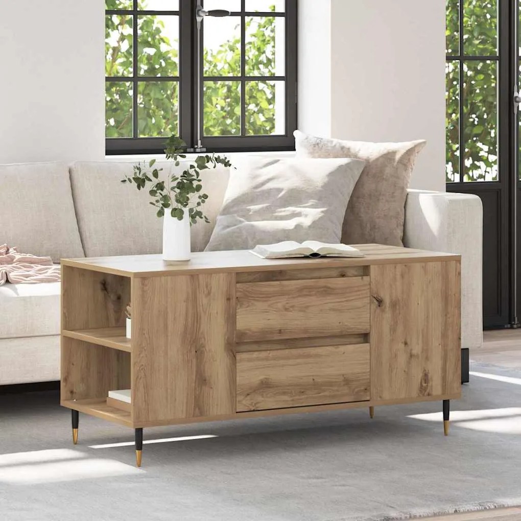 vidaXL Τραπεζάκι σαλονιού with Drawer artisan δρυς 102 x 44.5 x 50 εκ