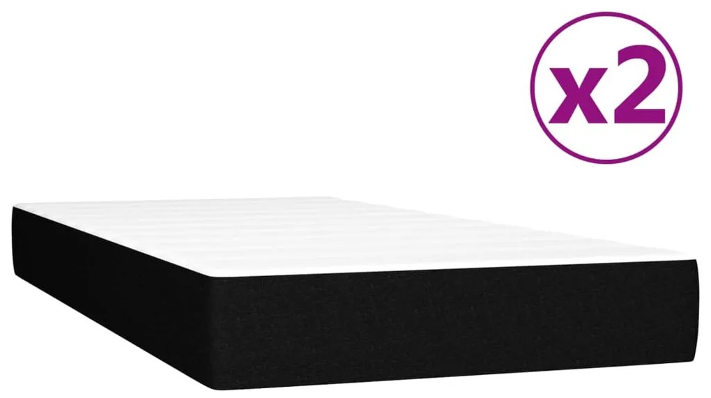 vidaXL Κρεβάτι Boxspring με Στρώμα Μαύρο 200x200 εκ. Υφασμάτινο