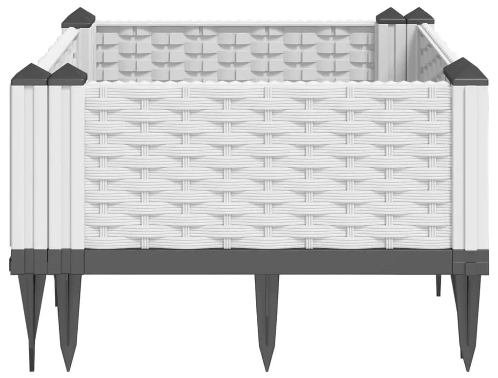 vidaXL Ζαρντινιέρα με Πασσάλους Λευκή 42,5x42,5x28,5 εκ Πολυπροπυλένιο